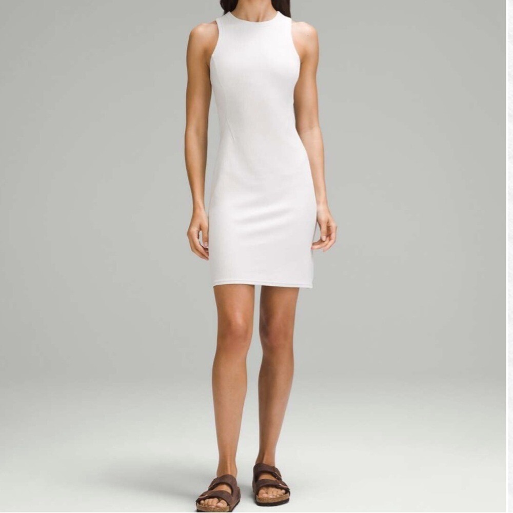 Lululemon Ribbed Softstreme Slim-Fit Tank Dress Light Vapor size 2 NWT